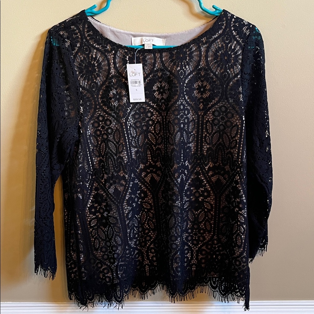 LOFT Black Lace Blouse